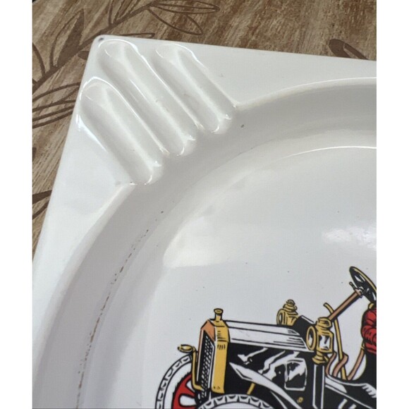 Vtg Hyalyn Ford Model "N" 1906 Large Porcelain Cigarette Cigar Ashtray 7" x 7" - Picture 7 of 11
